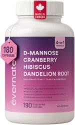 D-Mannose 1000mg with Cranberry (2 Capsules per Daily Serving) – 4-in-1 UTI & Bladder Cleanse with Hibiscus & Dandelion – 180 Vegan Capsules – Made in Canada - Image 2