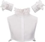 Detachable Polyester Shirt Collars and Sleeves Set Double Layer Wrist Cuff Clothes Sewing Applique - Image 2