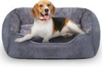 Dog Bed Medium, Super Soft Rectangle Dog Beds, Washable Warming Pet Bed with Anti-Slip Bottom, Anti-Anxiety, Grey, 25 x 21 x 8inch - Image 2