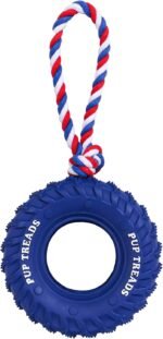 Dog Chew Toy with Rubber Tire & Tug of War Rope for Medium Large Dogs Aggressive Chewers, Interactive Fetch Play Treat Dispenser Pull Toys - Image 2