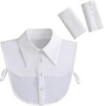 Eforcase Women Fake Collar Half Shirts False Collar Detachable Dickey Collar Blouse Half Faux Collar with False Sleeves - Image 2