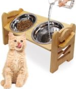 Elevated Cat Bowls Adjustable Pet Bowls for Small Dogs, 15° Tilted Raised Cat Food and Water Feeder Stand with 2 Stainless Steel Cups, 6 Heights Adjustable Pet Feeder for Kitten Puppy - Image 2