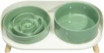 Elevated Slow Feeder Dog Bowls - Ceramic Food and Water Bowl Set with Stand - Raised Pet Dishes for Small and Medium Sized Dogs - Image 2