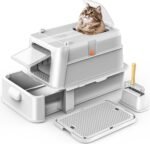 Enclosed Stainless Steel Cat Litter Box with Lid，XL Large Metal Cat Box with Drawer for Big Cats,Top Exit Kitty Litter Box Includes Scoop, Filter Pedal,Odor Control, Easy Cleaning - Image 2