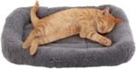 Enjoying Plush Cat Bed Mat 10" x 15" Pet Cushion with Pillow Around for Puppy Cat Curling Sleep Cat Pad for Cat Carrier/Crate Small Dog Self-Warm Bed, Antiskid Bottom, Small - Image 2