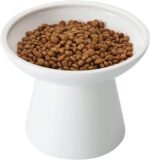 Extra Wide Elevated Ceramic Cat Bowl - 6.2" Shallow Dish for Whisker Fatigue Relief, 5" Height for Easy Feeding, Lead & Cadmium Free, Durable Raised Cat Food Bowls, White - Image 2