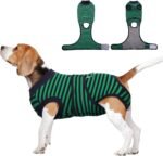 FUAMEY Recovery Suit for Dogs Cats After Surgery,Soft Breathable Pet Bodysuit E-Collar & Cone Alternative Surgical Suit Puppy Wear, Anti Licking Wounds Doggie Onesie Dog Neuter Shirt Black Green M - Image 2