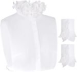 Fake Collar Shirt Detachable Dickey Collar Cuff Chiffon Faux False Half Shirts for Women (White) - Image 2