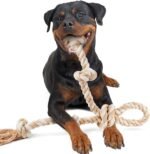 Fida Dog Rope Toys for Aggressive Chewers,Large Dog Toy Designed for Tug of War, Tough Dog Rope Toy Indestructible Made of Undyed Natural Cotton, 29" Large Dog Toys with 3 Big Knots and a Handle - Image 2