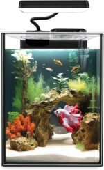 Glass Betta Aquarium Starter Kits 1.5 Gallon Small Fish Tank, Betta Fish Tank with LED Light, Power Filter, Black. 4mm Glass - Image 2