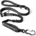 Heavy Duty Dog Leash with Strong Lead for Medium to Large Dogs, Shock Absorbing with Bungee Design, Two Padded Handle & Car Seat Belt Buckle, Light Reflective Rope (Black) - Image 2