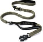 Heavy Duty Tactical Dog Leash with Quick Release Carabiner and Highly Reflective Threads,4-6FT Power Stretch Dog Leash for Medium Large Dogs (Army Green) - Image 2