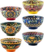 Henten Home Ceramic Small Snack Bowls Set of 6, Bohemia 6.5 oz Dessert Bowls Set, Porcelain Bowls for Pudding, Dipping, Ice Cream, Sauce, Decorative, Microwave & Dishwasher Safe - Image 2