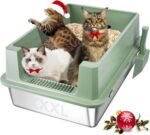 Homegroove XXXL Stainless Steel Litter Box with High Sides, 28"x20"x12" Extra Large Cat Litter Box for Big Cats, Metal Cat Litter Boxes Anti-Urine Leakage, Easy Clean (Green) - Image 2
