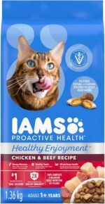 IAMS Proactive Health Healthy Enjoyment Adult Dry Cat Food – Chicken & Beef – 1.36KG (2.9LB) Bag - Image 2