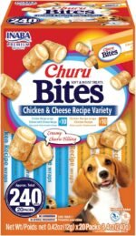 INABA Churu Bites for Dogs, Soft & Chewy Dog Treats with Vitamin E, 11.9 Grams Each Tube, 20 Tubes, Chicken & Cheese Variety Box - Image 2