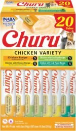 INABA Churu Cat Treats, Grain-Free, Lickable, Squeezable Creamy Purée Cat Treat/Topper with Vitamin E & Taurine, 0.5 Ounces Each Tube, 20 Tubes, Chicken Variety Box - Image 2