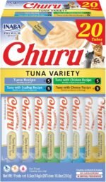INABA Churu Cat Treats, Grain-Free, Lickable, Squeezable Creamy Purée Cat Treat/Topper with Vitamin E & Taurine, 0.5 Ounces Each Tube, 20 Tubes, Tuna Variety Box - Image 2