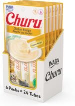 INABA Churu Cat Treats, Lickable, Squeezable Creamy Purée Cat Treat with Green Tea Extract & Taurine, 14 Grams Each Tube, 24 Tubes (4 per Pack), Chicken Recipe - Image 2