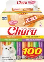 INABA Churu Cat Treats, Lickable, Squeezable Creamy Purée with Vitamin E, 14 Grams per Tube, 100 Tubes Total, Chicken Variety - Image 2
