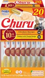INABA Churu for Senior 10+, Creamy Lickable Cat Treats with Taurine, Vitamin E & C, 14 Grams Each, 20 Tubes, Chicken Variety - Image 2