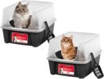 IRIS USA 2 Pack Large Open Top Cat Litter Box with High Sides, Scatter Shield & Scoop, Black, for Indoor Cats, Kittens or Multicat Homes - Image 2