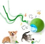 Interactive Cat Toys for Indoor Cats,Jouet Pour Chat Smart Silicone Rolling Ball with Tail,Obstacle Avoidance and Motion Activated,Puppy Puzzle Toys for Bored Indoor Adult Cats & Dogs (Green) - Image 2