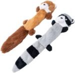 JOYELF Plush Squeaky Dog Toys,No Stuffing Dog Toys for Medium Dogs and Large Dogs, Interactive Dog Toys with Squeaky and Crinkle Paper- Fox and Raccoon - Image 2
