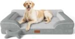 Jumbo Dog Beds for Extra Large Dogs, Orthopedic Dog Bed with Cooling Gel Memory Foam, Waterproof Pet Bed with Removable Washable Cover, 45" Pet Sofa Couch Dutch Velvet with Bone Toy, Light Gray - Image 2