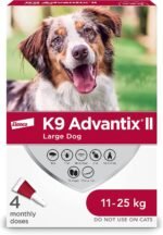 K9 Advantix II Flea and Tick Treatment for Large Dogs weighing 11 kg to 25 kg (24 lbs. to 55 lbs.)-4 doses - Image 2