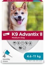 K9 Advantix II Flea and Tick Treatment for Medium Dogs weighing 4.6 kg to 11 kg (10 lbs. to 24 lbs.)-4 doses - Image 2