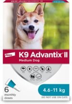 K9 Advantix II Flea and Tick Treatment for Medium Dogs weighing 4.6 kg to 11 kg (10 lbs. to 24 lbs.)-6 doses - Image 2