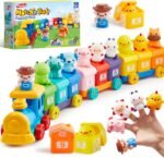 Learning Toy for Toddlers 1 2 3 Years Old, Farm Train Incloud 9 Farm Animals and 1 Farmer, Matching & Sorting Montessori Learning Toys, Christmas Birthday Gift for Baby Boys Girls - Image 2