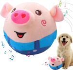 Livun Active Moving Pet Plush Toy, Interactive Dog Toy Pet Bouncing Balls, Moving Dog Ball Plush Toy Talking Moving Dog Toy Dog Pet Toy Shake Bounce Boredom Toys for Pets, Cats (Blue Pig) - Image 2