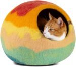 MEOWFIA Premium Felt Cat Bed Cave - Handmade 100% Merino Wool Hideaway House for Cats and Kittens (Large, Tucson Sunset) - Image 2