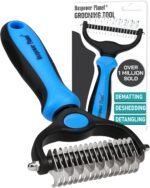 Maxpower Planet Pet Grooming Brush - Double Sided Shedding, Dematting (A1 Blue, Large) - Image 2