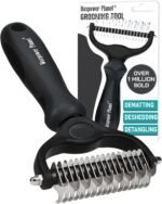 Maxpower Planet Pet Grooming Brush - Double Sided Shedding, Dematting - Undercoat Rake for Dogs - Dog Grooming Brush - Deshedding Brush for Dogs - Dog Brush, Cat Brush, Reduce Shedding by 95%, Black - Image 2