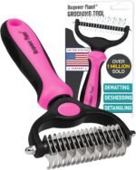 Maxpower Planet Pet Grooming Brush - Double Sided Shedding, Dematting - Undercoat Rake for Dogs - Dog Grooming Brush - Deshedding Brush for Dogs - Dog Brush, Cat Brush, Reduce Shedding by 95%, Pink - Image 2