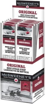 McSweeney's Original Beef Steak Strips Box. 100% Made in Canada, Naturally Smoked, High Protein Snacks, Gluten Free, Meat Snacks, Shelf Stable, Bulk Case 28g (Pack of 12) - Image 2
