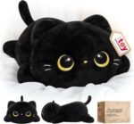 Mewaii Cute Black Cat Plush Pillow, Kawaii Plushies Black Cat Stuffed Animals, Squishy Plushies, Cuddle Plush Pillow for Kids & Girls (13 Inch) - Image 2