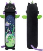 Mewaii Long Cat Plush Body Pillow, Cute Cat Plush Animals Kawaii Soft Plushies, Kitten Plush Pillow Doll Gift for Girls Boys (Devil Mint Cat 53 Inch) - Image 2