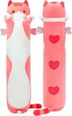 Mewaii Long Cat Plush Body Pillow, Cute Cat Plush Animals Kawaii Soft Plushies, Kitten Plush Pillow Doll Gift for Girls Boys (Pink Cat 20 Inch) - Image 2