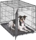 MidWest Homes for Pets Single Door iCrate 76cm Long Dog Crate, Includes Leak-Proof Pan, Floor Protecting Feet, Divider Panel and New Patented Features, Black, Model 1530 - Image 2