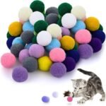 Molain Large Cat Toy Balls, Soft Cat Balls 1Inch Kitten Pom poms Ball Cat Play Toy (50 Pcs) - Image 2