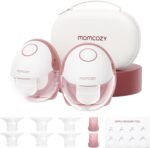 Momcozy Breast Pump Hands Free Mobile Style | M6, Wearable Breastfeeding Pump Ideal Rhythm for More Milk, DoubleFit Flange More Fit & Discreet with 3 Modes & 9 Levels, 24mm (Cozy Red, 2 Count) - Image 2