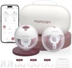 Momcozy M5 Smart App Control Hands Free Breast Pump, Double Wearable Breast Pump of Baby Mouth Double-Sealed Flange with 3 Modes & 9 Levels, Electric Pump Portable - 24mm, 2 Pack, Cozy Red - Image 2