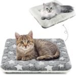 Mora Pets Cat Bed Dog Crate Pad Ultra Soft Pet Bed with Cute Star Print Washable Crate Mat for Small Dogs and Indoor Cats Reversible Fleece Dog Kennel Pad Cat Carrier Mat 14 x 17.5 inch Grey - Image 2