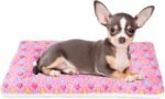 Mora Pets Dog Bed Crate Pad Ultra Soft Pet Bed with Cute Star Print Washable Crate Mat for Large Medium Small Dogs Reversible Fleece Dog Crate Kennel Mat Cat Bed Liner 21 x 12 inch Pink - Image 2