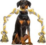 Norvy XXL 6-Knot Dog Rope Toy for Large Dogs Aggressive Chewers 100cm Heavy Duty Dog Rope Almost Indestructible Dog Tug Toy Puppy Teething Toys Natural Cotton - Image 2