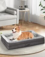 Orthopedic Dog Bed Large, Waterproof Pet Sofa Bed with Non-Slip Bottom and Four-Sided Bolster Cushion, Egg Foam Dog Couch with Removable Washable Cover, Gray Large Dog Beds - Image 2